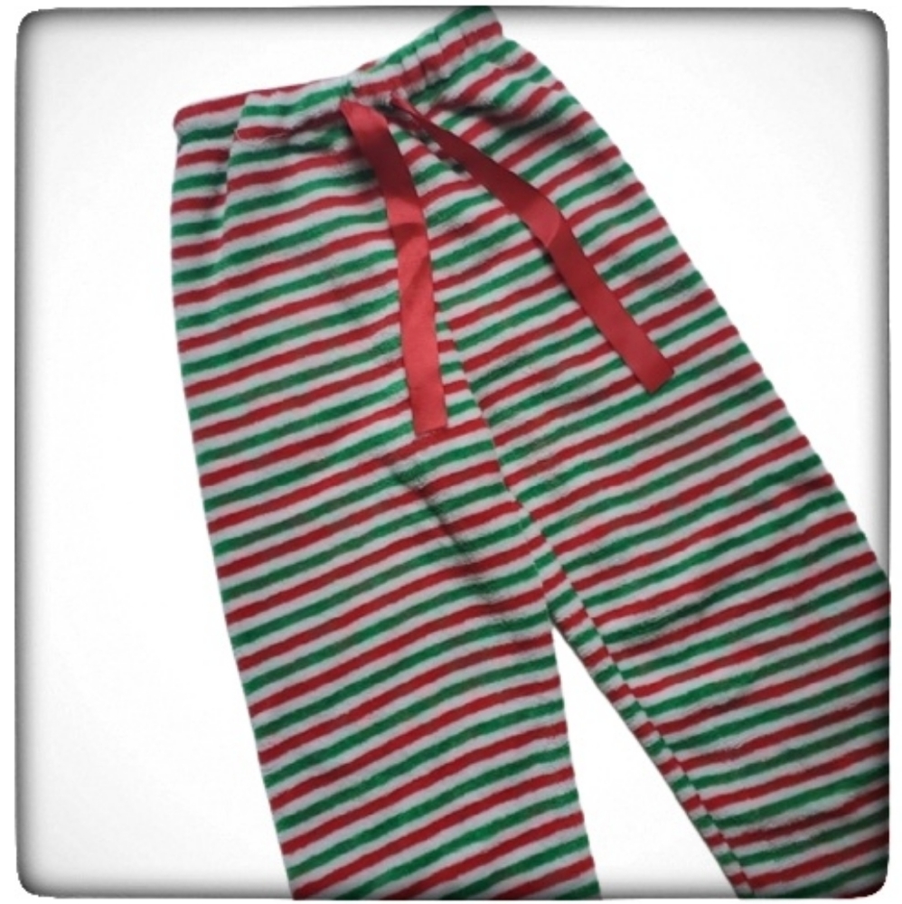 Christmas Striped Wharm Fleece Pajama Bottoms-Kids 6/7